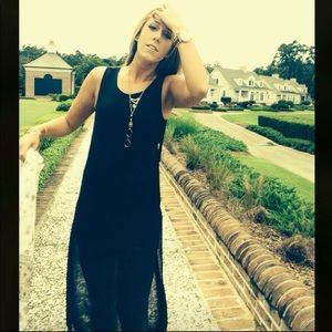Black maxi with slit and side cutout dress